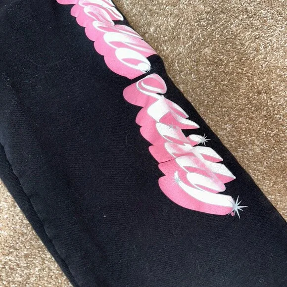 Hello Kitty sweatsuit cropped top and joggers rhinestone black/pink/solver SZ XS - Picture 5 of 12